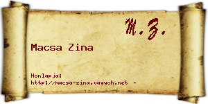 Macsa Zina névjegykártya